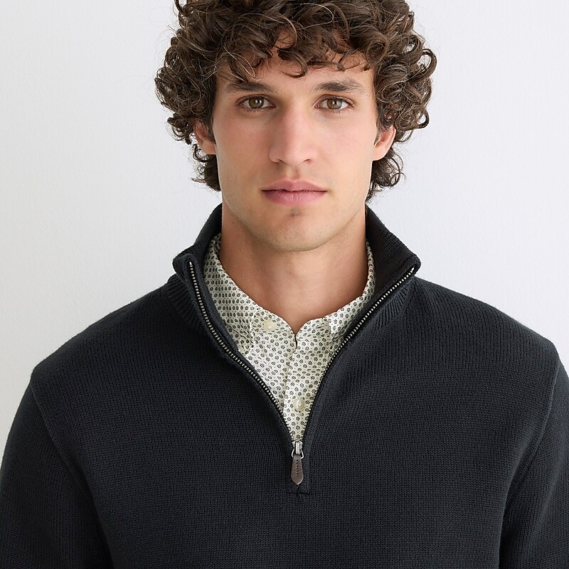J.Crew Heritage cotton half-zip sweater Black Clearance | 31MFDEAWX