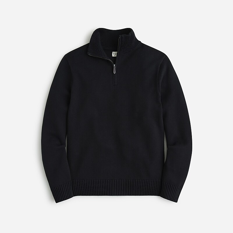 J.Crew Heritage cotton half-zip sweater Black Clearance | 31MFDEAWX