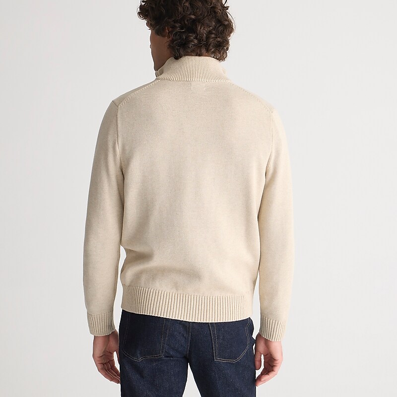 J.Crew Heritage cotton half-zip sweater Hthr Sand Outlet | 94ZNMOJQT