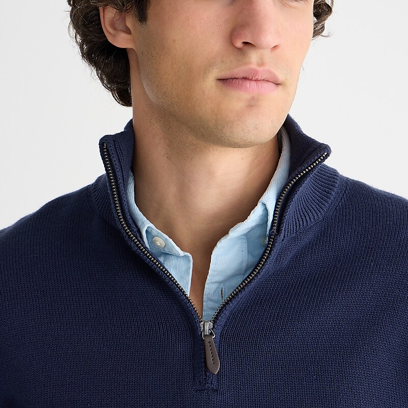 J.Crew Heritage cotton half-zip sweater Navy Online | 09YPDBOHU