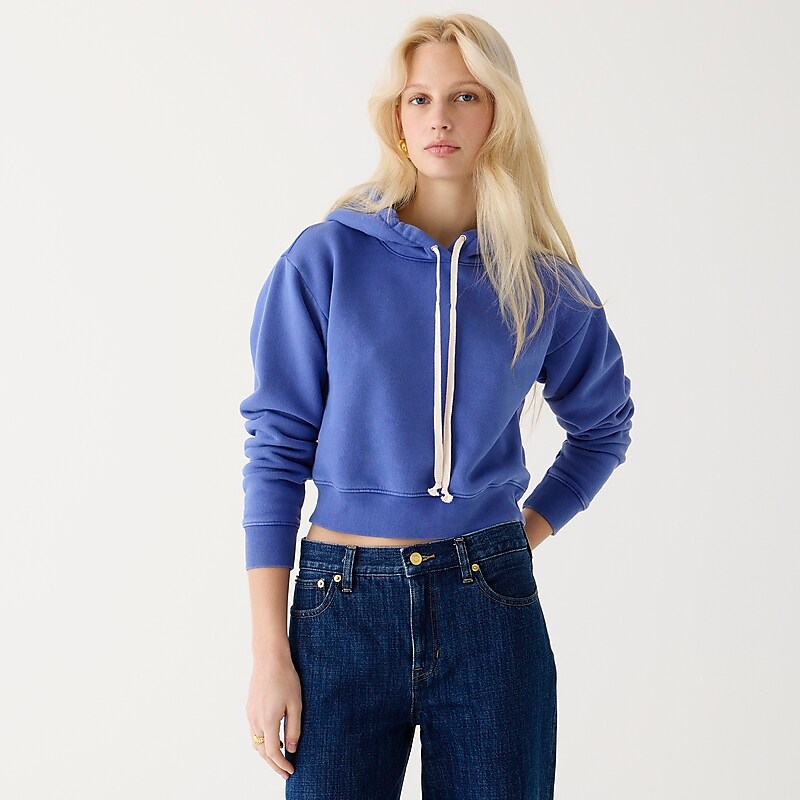 J.Crew Heritage fleece cropped hoodie Harbor View Factory Outlet | 57FYEQBLG