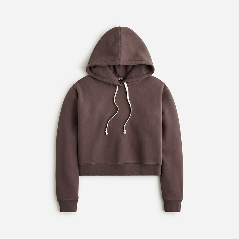 J.Crew Heritage fleece cropped hoodie Licorice Outlet | 92YMIFKUV