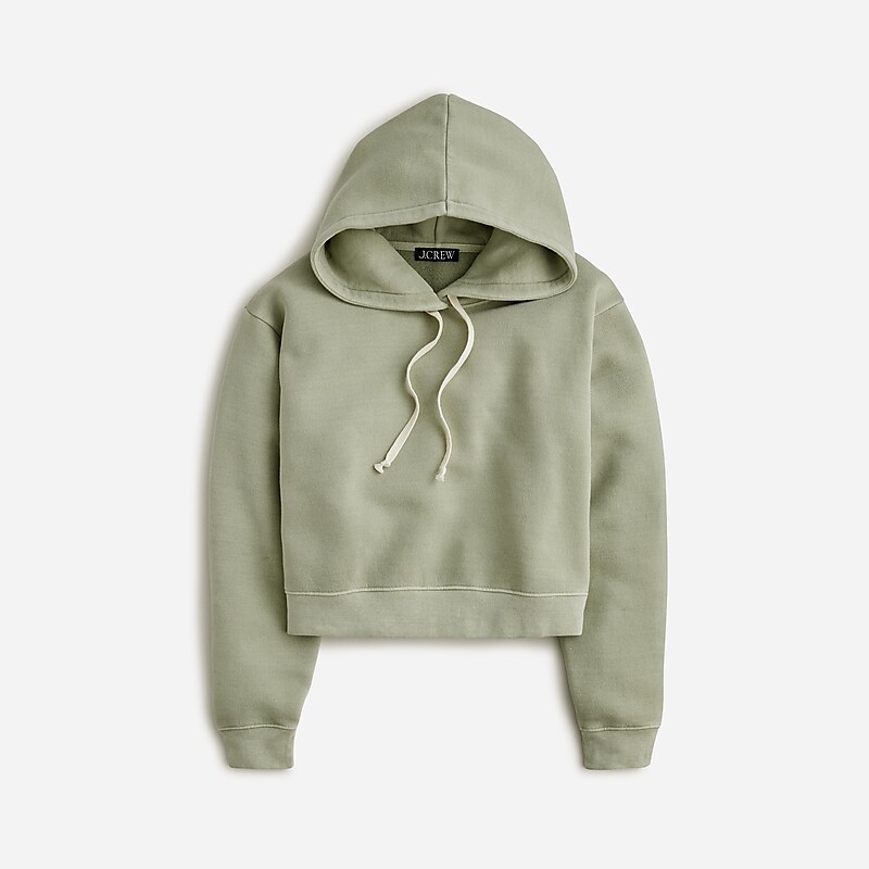 J.Crew Heritage fleece cropped hoodie Pale Surplus Online | 87QWTDHOX
