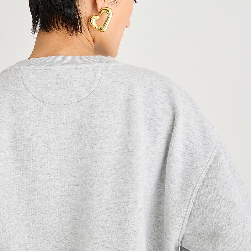 J.Crew Heritage fleece cropped sweatshirt Hthr Grey Online | 04FROISYZ