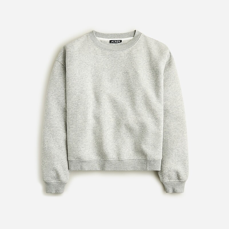 J.Crew Heritage fleece cropped sweatshirt Hthr Grey Online | 04FROISYZ