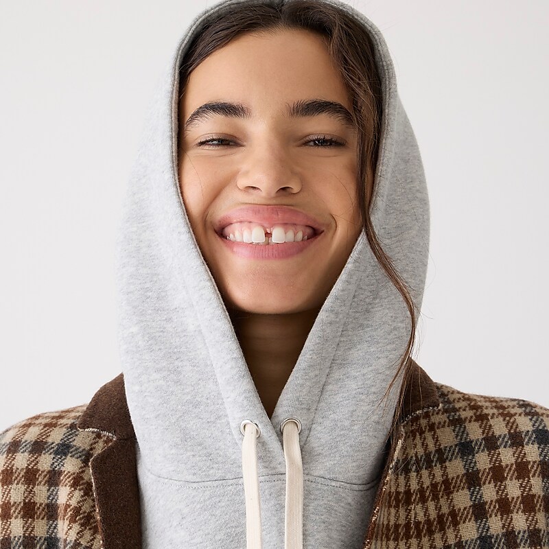 J.Crew Heritage fleece hoodie Hthr Grey Outlet | 93IXBZGVJ