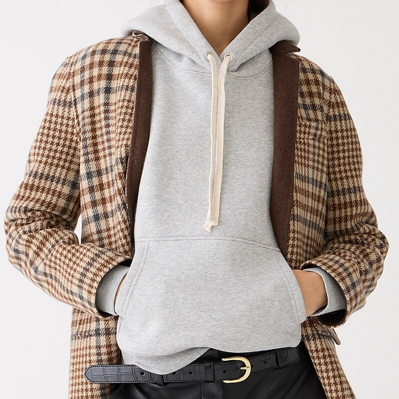 J.Crew Heritage fleece hoodie Hthr Grey Outlet | 93IXBZGVJ