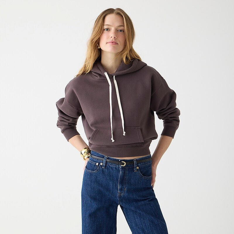 J.Crew Heritage fleece hoodie Licorice Factory Outlet | 57MKLJPDC
