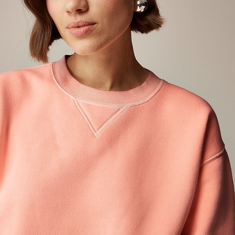 J.Crew Heritage fleece oversized crewneck sweater Brilliant Peony Outlet | 94JVHIUQC
