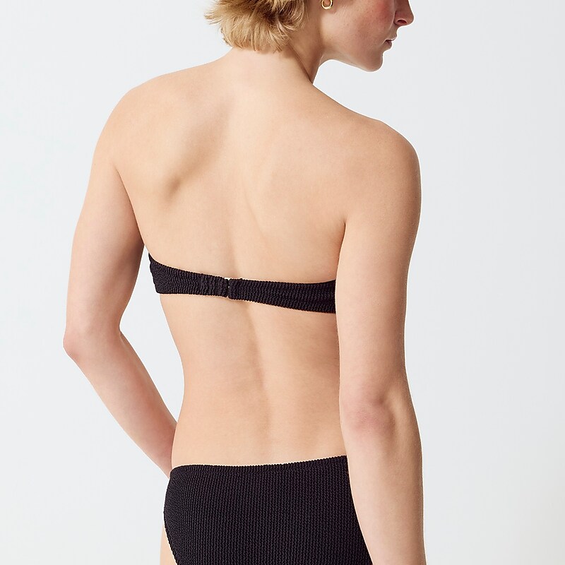 J.Crew Heritage textured O-ring bandeau bikini top Black Factory Outlet | 58QGDJUEI