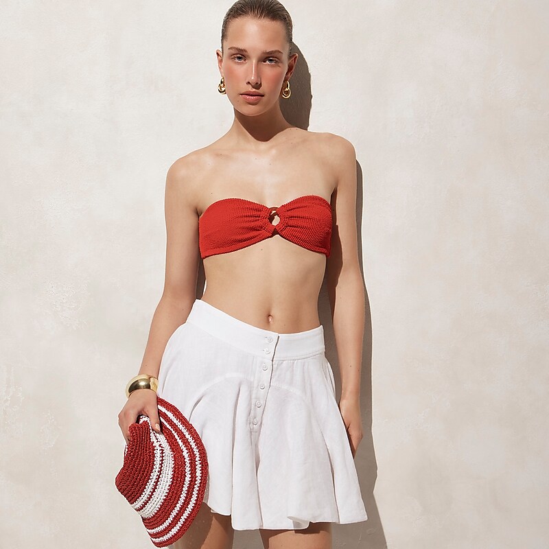 J.Crew Heritage textured O-ring bandeau bikini top Venetian Red Online | 04POZRIWJ
