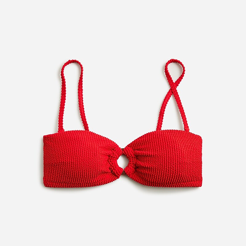J.Crew Heritage textured O-ring bandeau bikini top Venetian Red Online | 04POZRIWJ