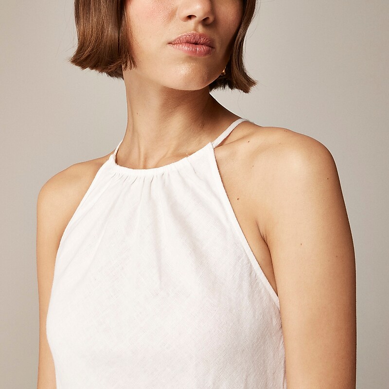 J.Crew High-neck midi dress in linen White Factory Outlet | 50GHILVAC