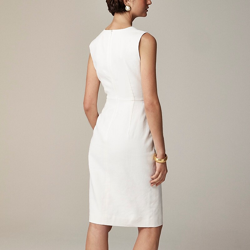 J.Crew High-neck sheath dress in stretch linen blend Ivory Clearance | 47BJWOUDQ