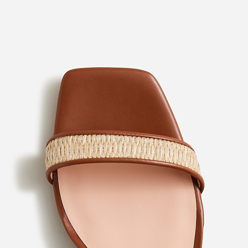 J.Crew Layne ankle-strap heels in raffia Straw Factory Promo | 65QXIEJSY