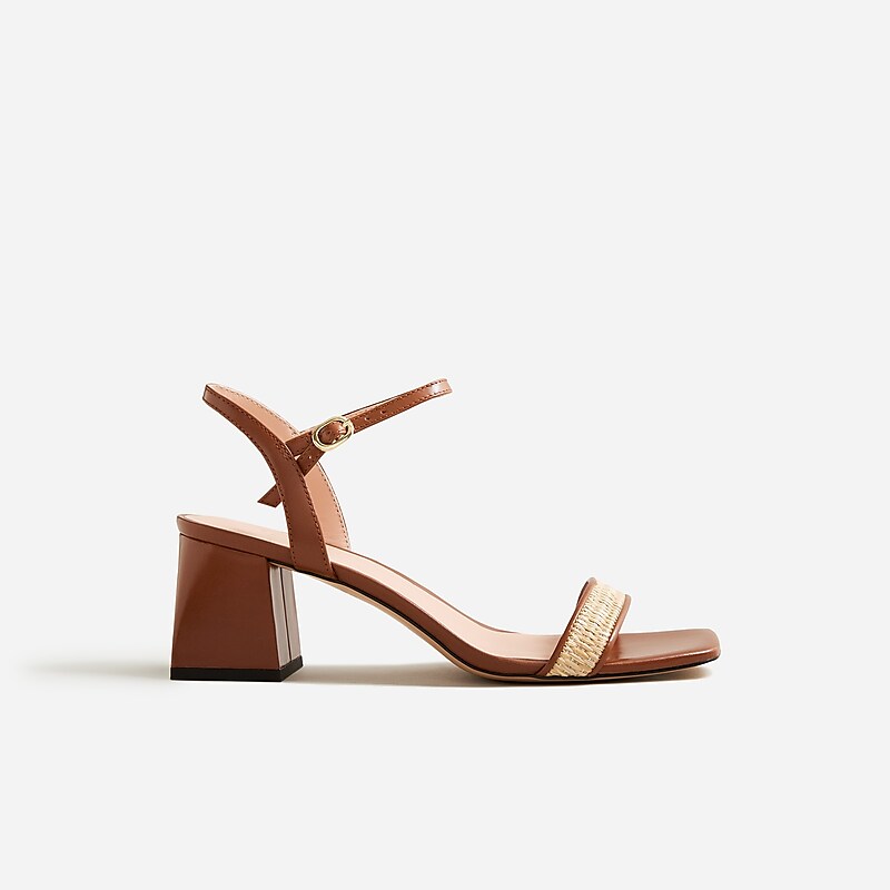 J.Crew Layne ankle-strap heels in raffia Straw Factory Promo | 65QXIEJSY