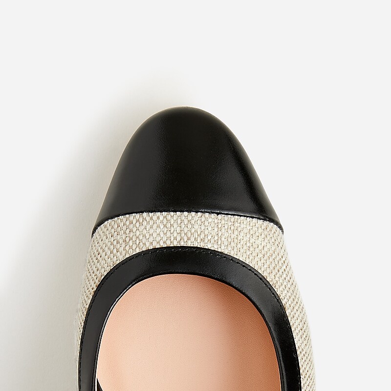 J.Crew Layne cap toe heels in Spanish canvas Moroccan Sand Online | 09GPTMQRO