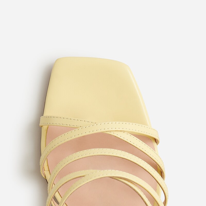 J.Crew Layne strappy-sandal heels in metallic leather Fresh Lemon Outlet Online | 73SJPEMIW