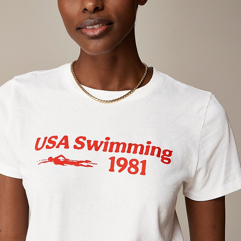 J.Crew Limited-edition USA Swimming® X J.Crew vintage jersey classic-fit crewneck T-shirt Usa Swimming Outlet | 93YIOAWPS