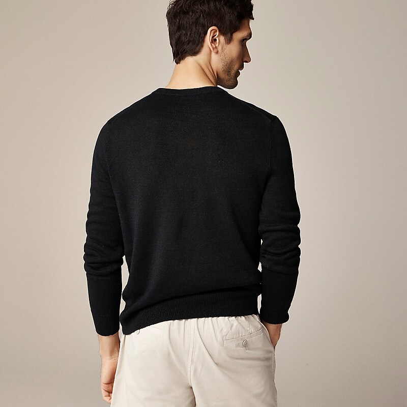 J.Crew Linen crewneck sweater Black USA | 16VNJPSDQ