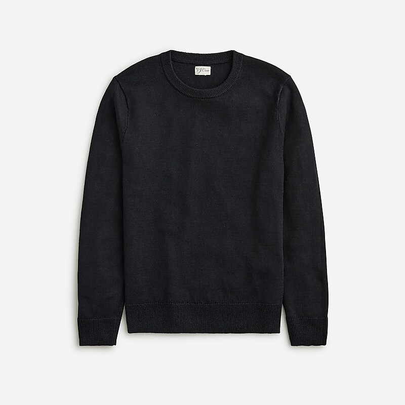 J.Crew Linen crewneck sweater Black USA | 16VNJPSDQ