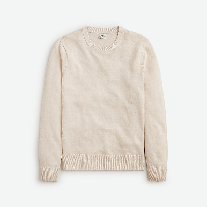 J.Crew Linen crewneck sweater Hthr Parchment Online | 84VQYRTED