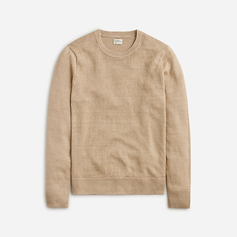 J.Crew Linen crewneck sweater Hthr Wheat Online | 01STOMHPV