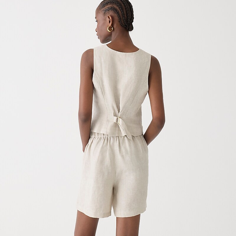J.Crew Long Tropez short in linen Flax Online | 03JMHDLYS