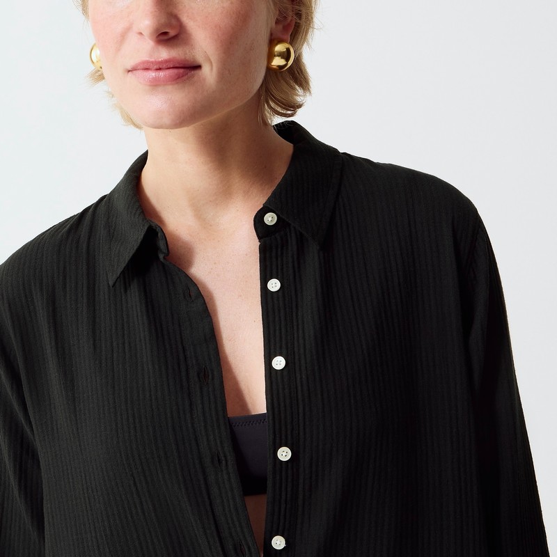 J.Crew Long beach shirt in airy gauze Black Clearance | 30FNVJGMZ