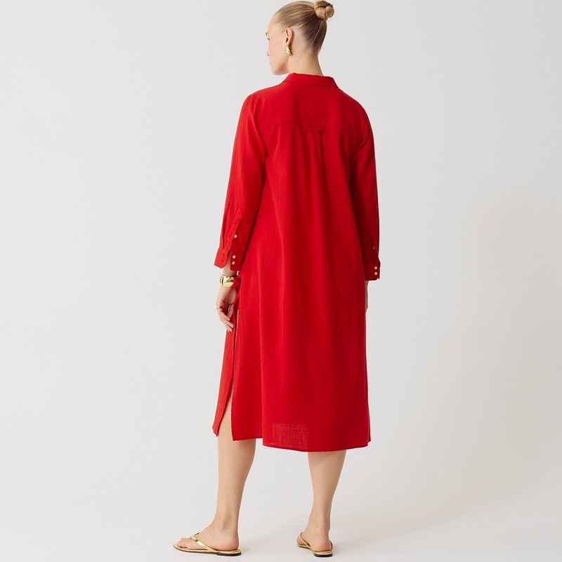 J.Crew Long beach shirt in airy gauze Red USA | 19TRSYDBN