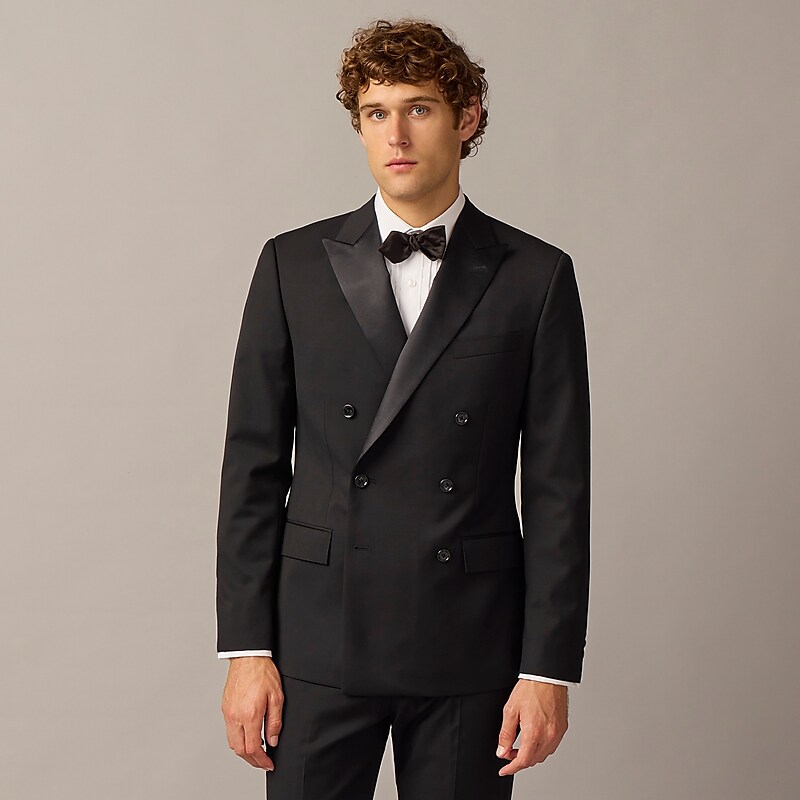 J.Crew Ludlow Slim-fit double-breasted tuxedo jacket in Italian wool Black Factory Outlet | 50UJRWTXH