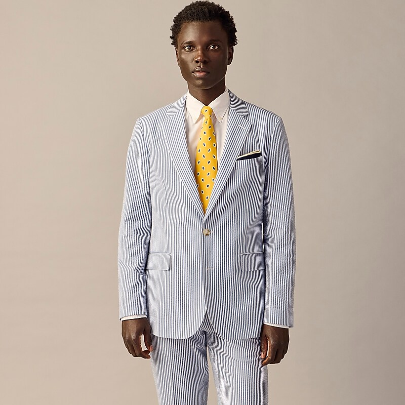 J.Crew Ludlow Slim-fit unstructured suit jacket in seersucker Navy White Factory Promo | 60ZLRNIKQ