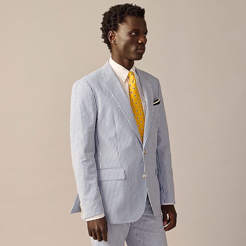 J.Crew Ludlow Slim-fit unstructured suit jacket in seersucker Navy White Factory Promo | 60ZLRNIKQ