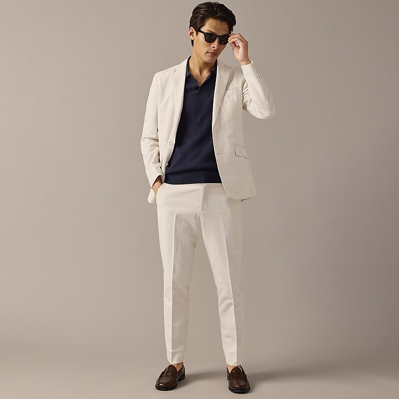 J.Crew Ludlow Slim-fit unstructured suit pant in Irish cotton-linen blend Light Tan Glen Outlet Online | 71MLYVPOI