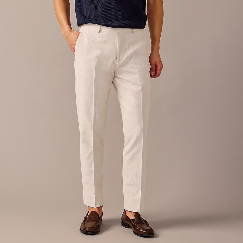 J.Crew Ludlow Slim-fit unstructured suit pant in Irish cotton-linen blend Light Tan Glen Outlet Online | 71MLYVPOI