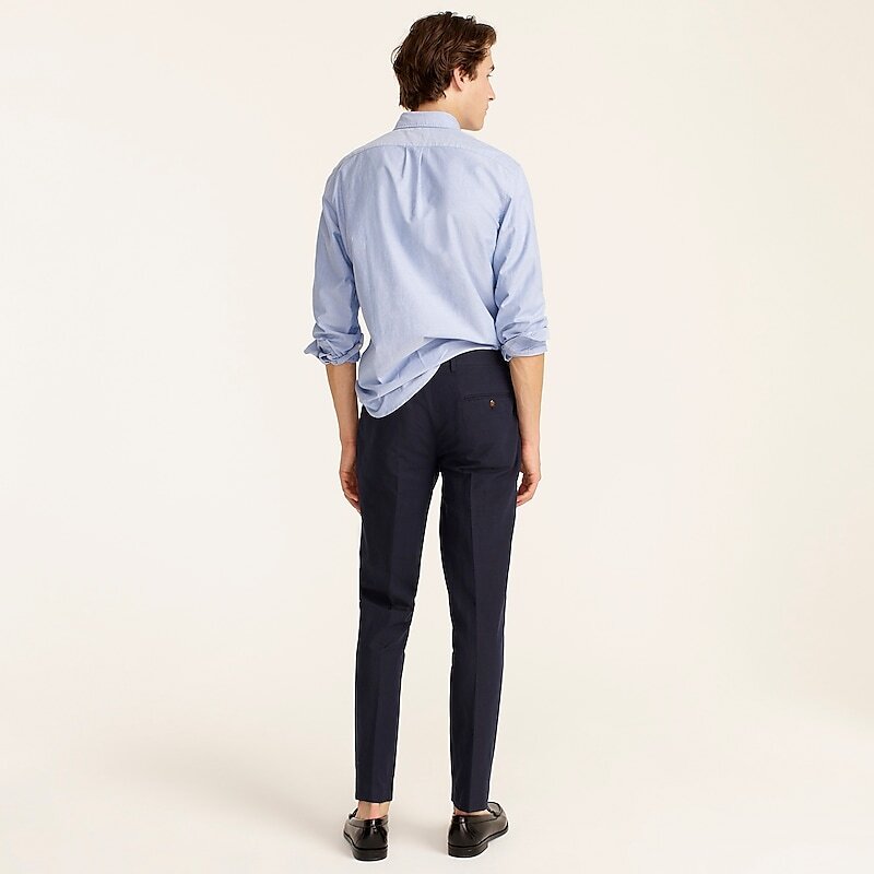 J.Crew Ludlow Slim-fit unstructured suit pant in Irish cotton-linen blend Navy Factory Promo | 60NYUOEMT