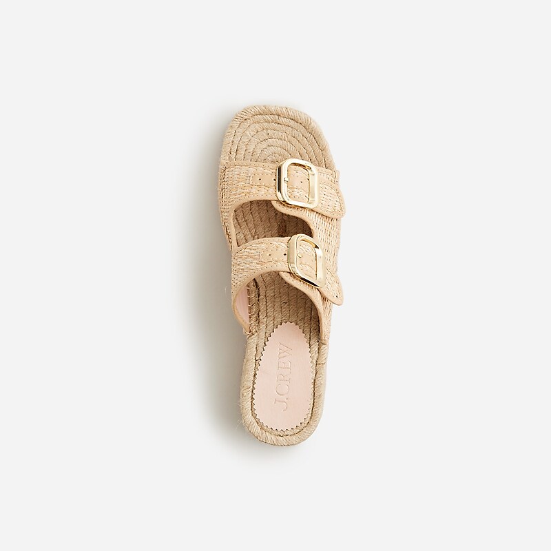 J.Crew Made-in-Spain block-heel espadrilles in faux raffia Natural Outlet | 90ENMJUSZ