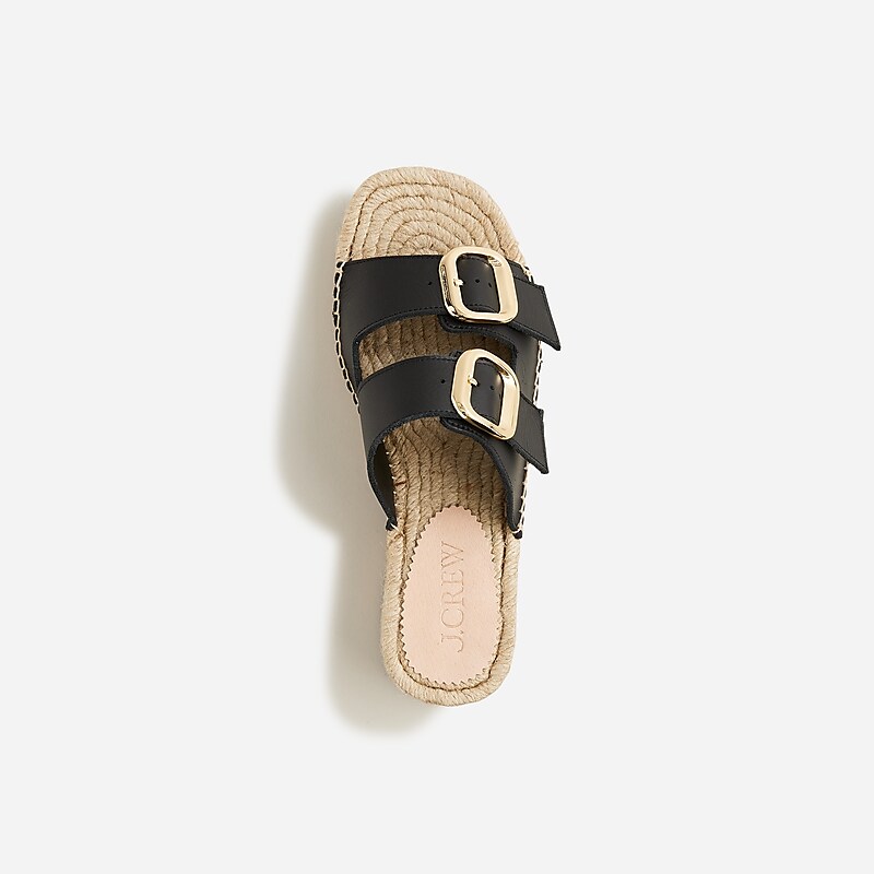 J.Crew Made-in-Spain block-heel espadrilles in faux raffia Black Sale | 29RMJYVHS