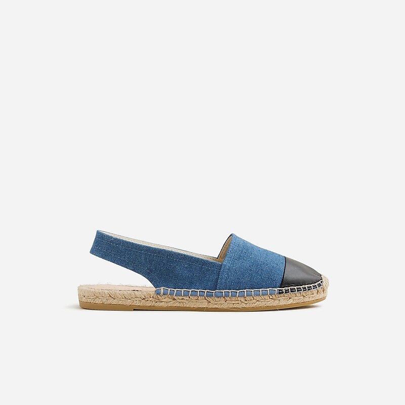 J.Crew Made-in-Spain cap toe slingback espadrilles in canvas Washed Denim Online | 05HMGZQCE