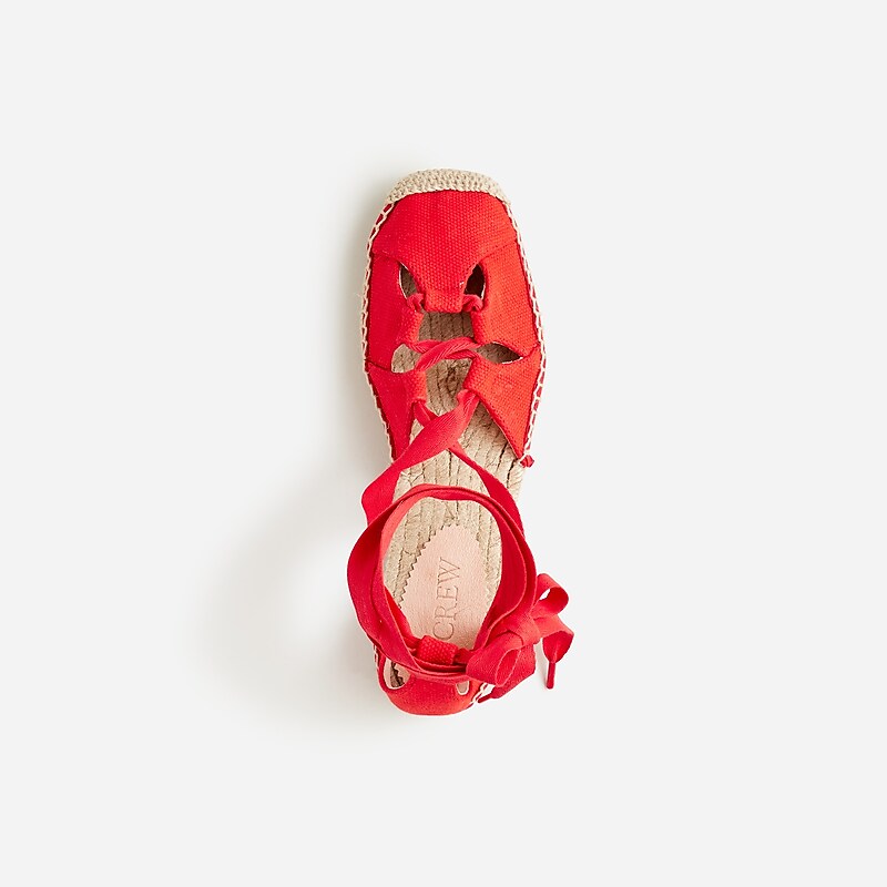 J.Crew Made-in-Spain cutout lace-up espadrilles Vintage Red Factory Promo | 67FOMPLDI