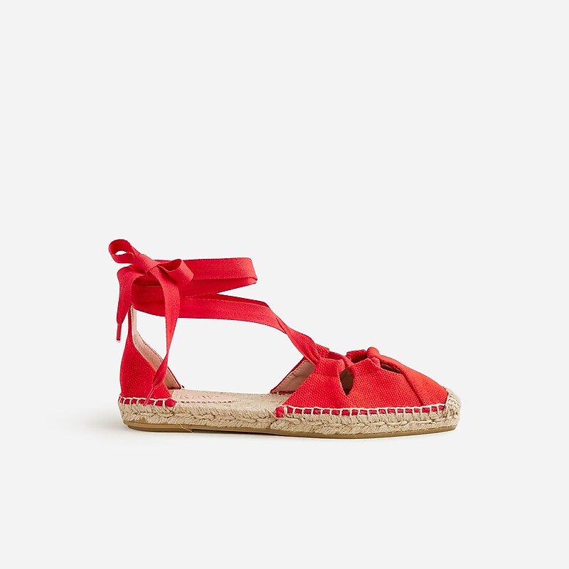 J.Crew Made-in-Spain cutout lace-up espadrilles Vintage Red Factory Promo | 67FOMPLDI
