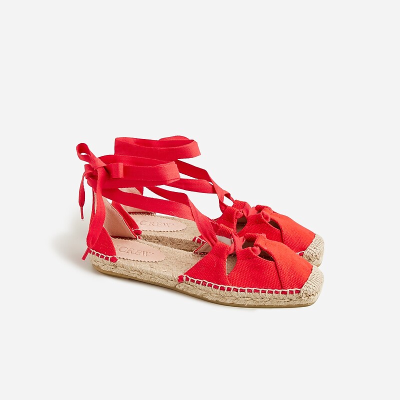 J.Crew Made-in-Spain cutout lace-up espadrilles Vintage Red Factory Promo | 67FOMPLDI