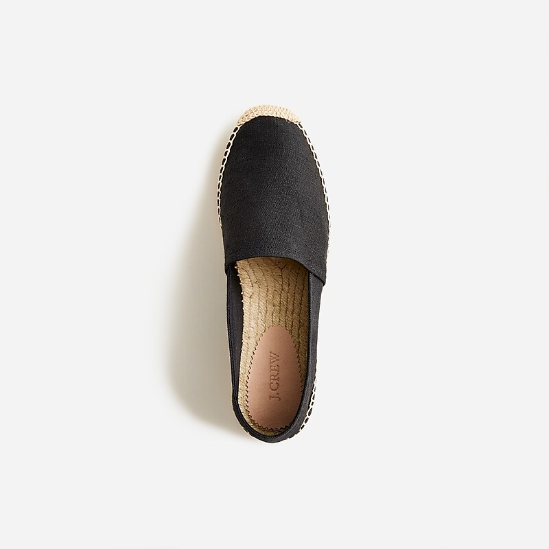 J.Crew Made-in-Spain espadrille flats in linen Black Outlet | 94VOGNBUC