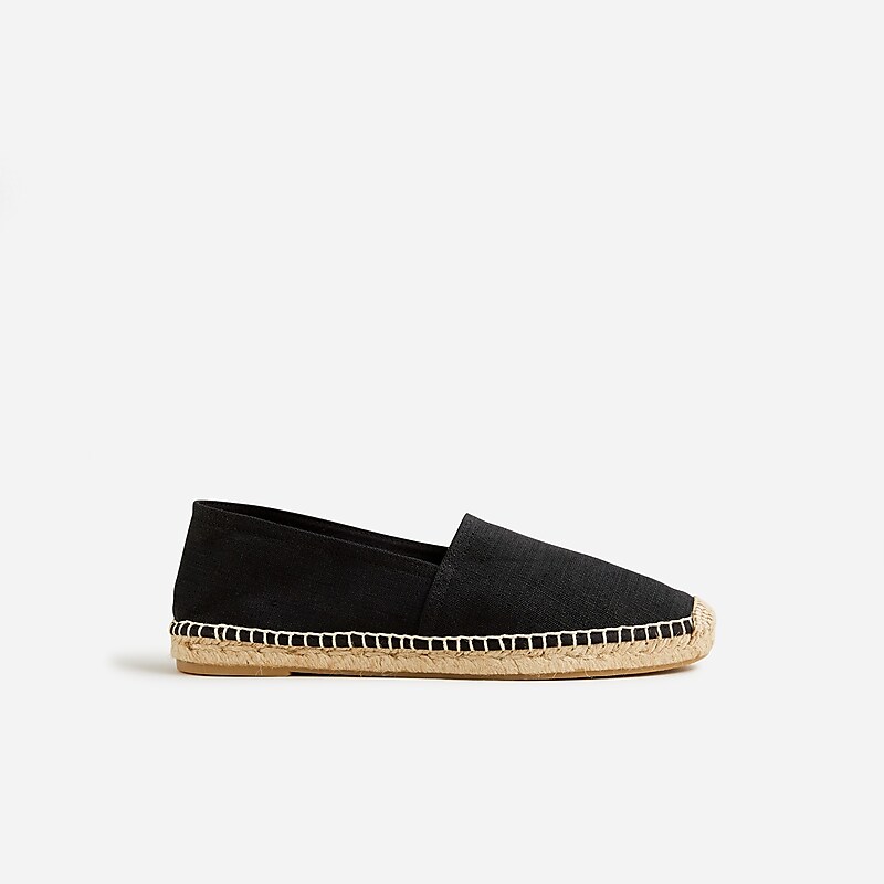 J.Crew Made-in-Spain espadrille flats in linen Black Outlet | 94VOGNBUC