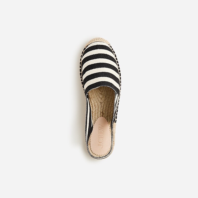 J.Crew Made-in-Spain slingback espadrille sandals Black Ivory USA | 19WVKMLEY
