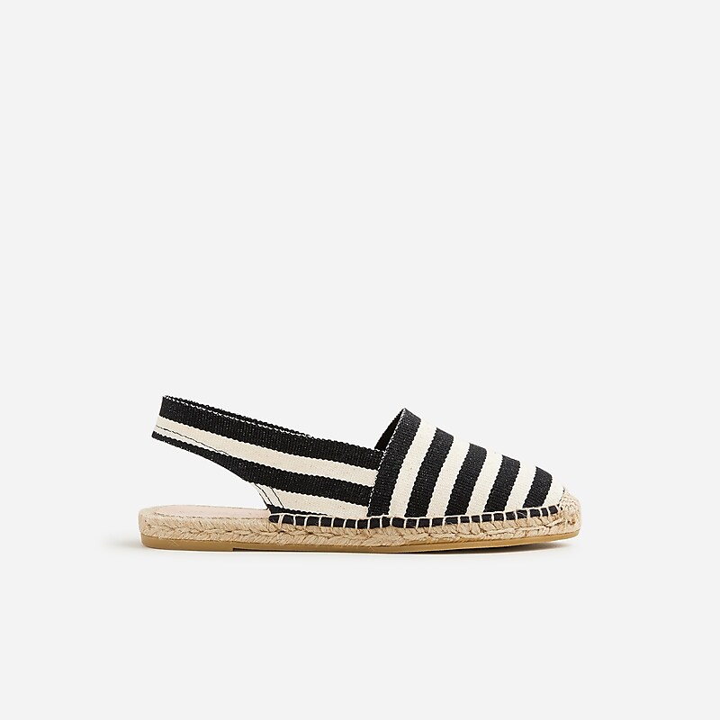 J.Crew Made-in-Spain slingback espadrille sandals Black Ivory USA | 19WVKMLEY