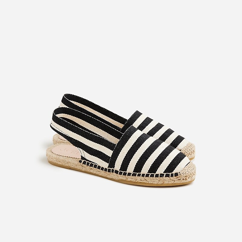 J.Crew Made-in-Spain slingback espadrille sandals Black Ivory USA | 19WVKMLEY
