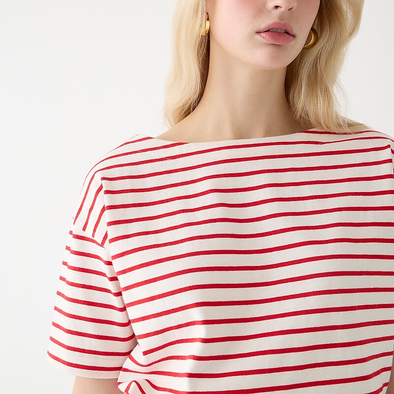 J.Crew Mariner cloth boatneck short-sleeve T-shirt Paloma Stripe Ivory Vin Outlet Online | 79SRKIMZG