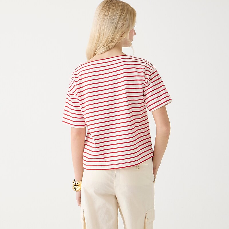J.Crew Mariner cloth boatneck short-sleeve T-shirt Paloma Stripe Ivory Vin Outlet Online | 79SRKIMZG