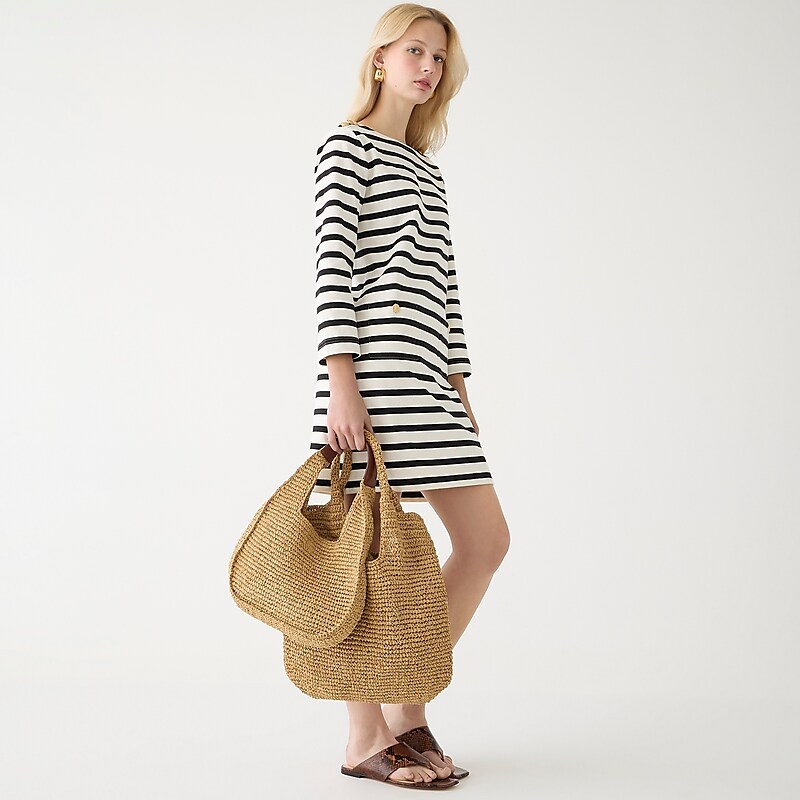 J.Crew Mariner cloth shirtdress with gold buttons Carter Stripe Ivory Bla Online | 01XVKJMTP